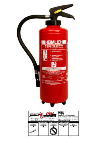 Heimlich 6L Wasser Auflade Feuerlöscher 34A= 10LE